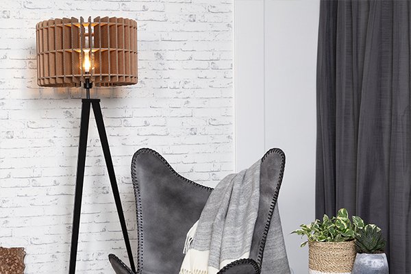 Kartonnen lampenkap zithoek kartondesign