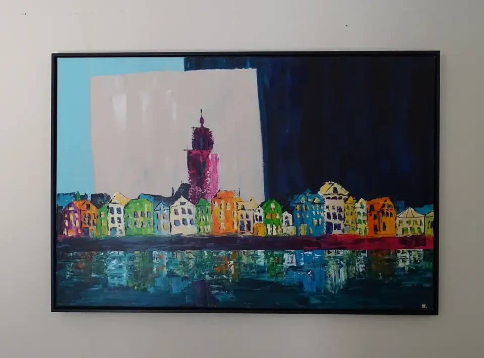 Kunstwerk stad galerij karton design